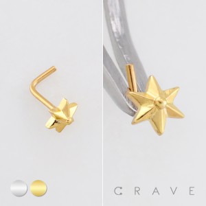 DIMENSIONAL STAR POLISH 316L SURGICAL STEEL L-SHAPE NOSE RING